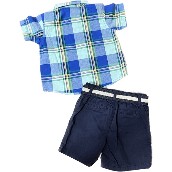 NWT Children’s Place Button Down Shirt & Shorts w/belt Size 9-12 Months - Picture 2 of 4